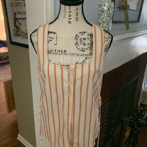 Striped Sleeveless Blouse in Orange and White - Picture 1 of 4
